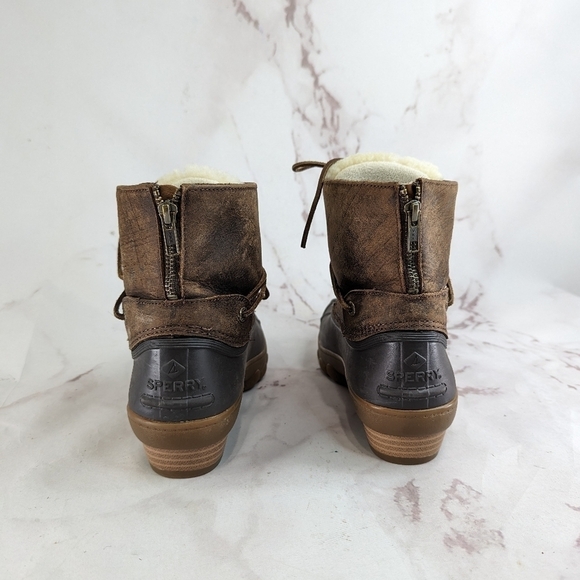 Sperry Boot Women 9M Saltwater Wedge Tide Weather Winter Waterproof Duck Fur - Picture 3 of 10